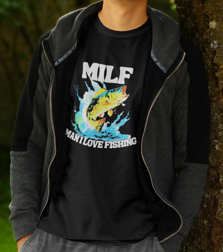 MILF Man I Love Fishing Splashing Colorful Fish T-Shirt