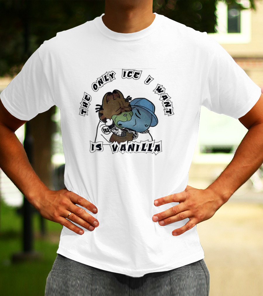 Orange Cat The Only Ice I Want Is Vanilla Hugging T-Shirt