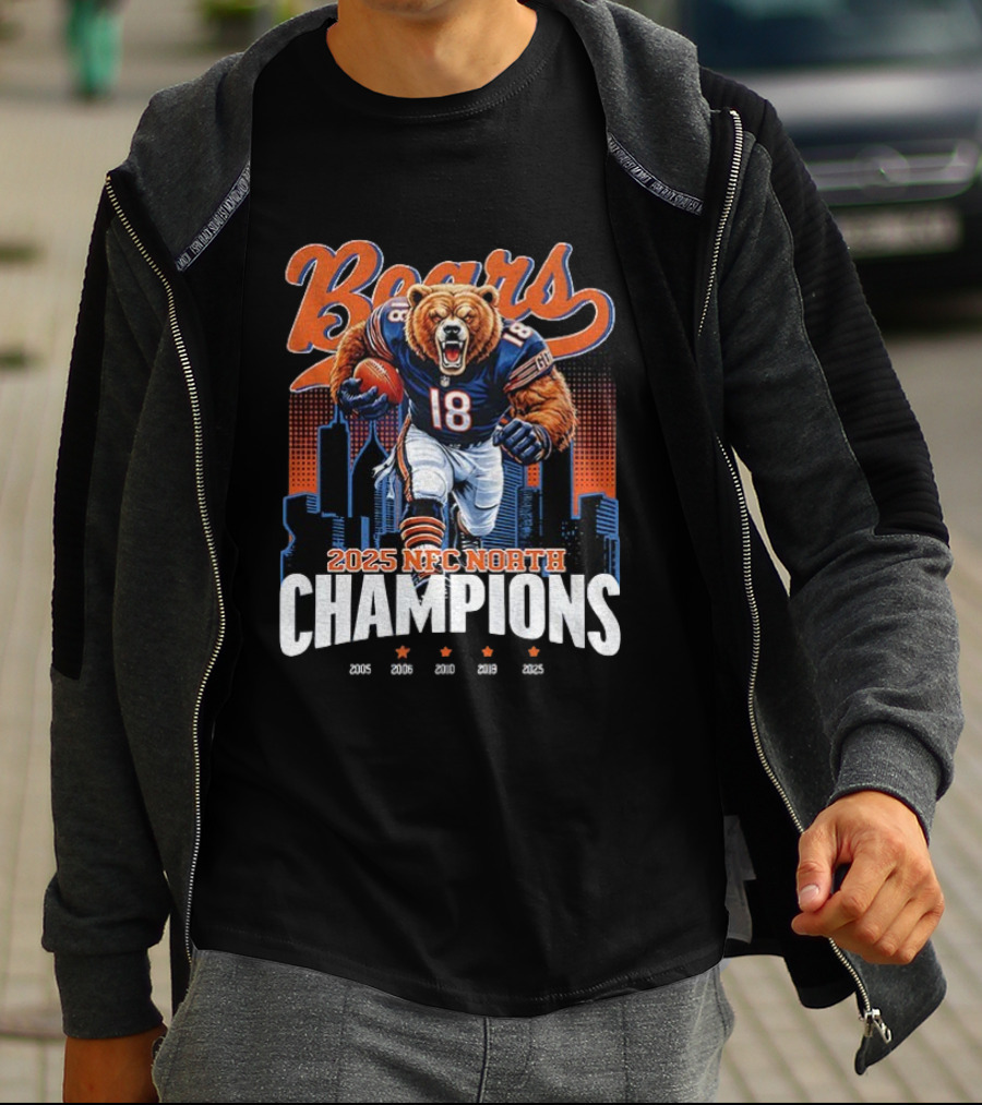 Chicago Bears NFC North Champions 2025 Football Team Victory Celebration T-Shirt