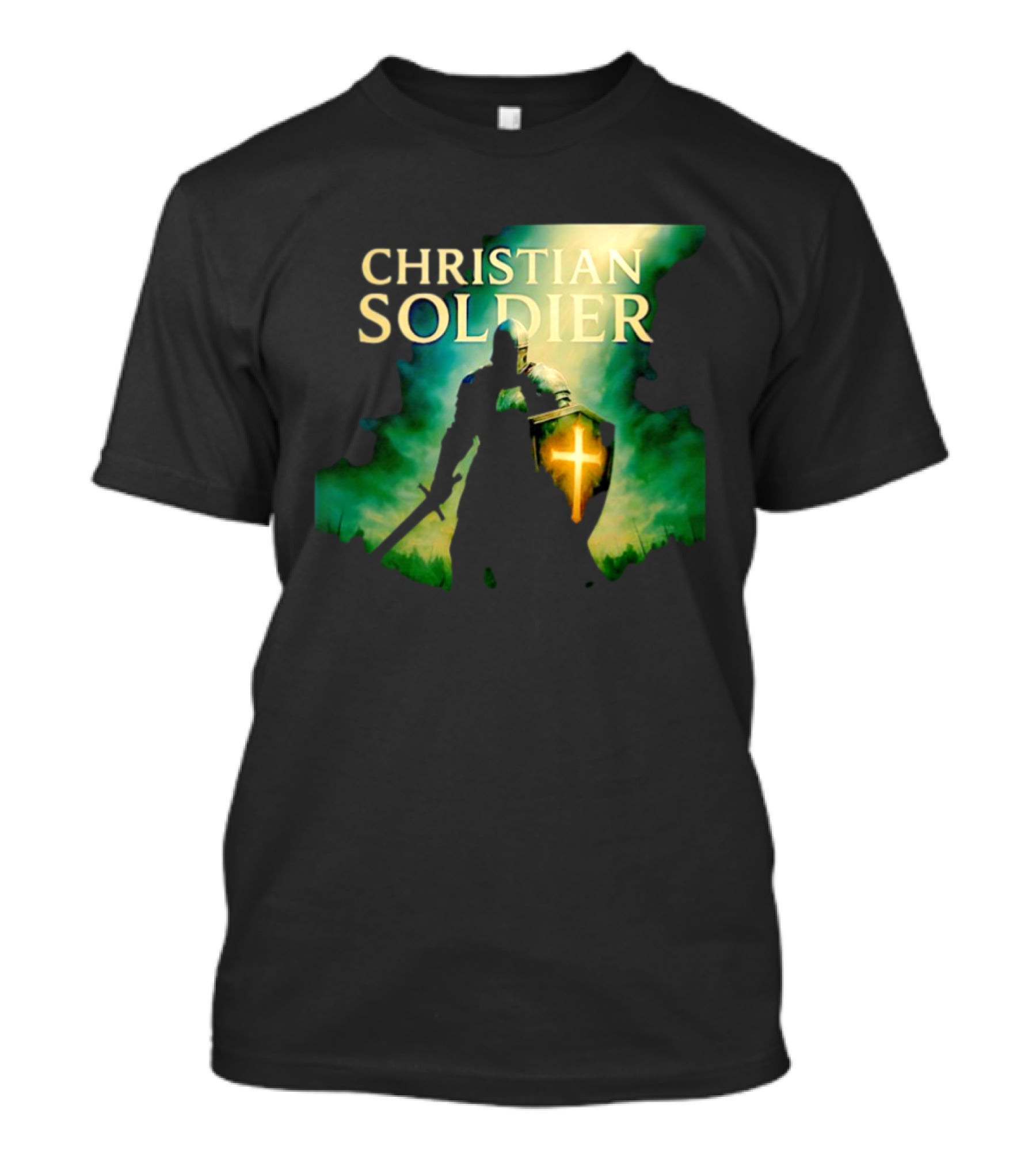 Christian Soldier Knight Shield Cross Iconic Warrior T-Shirt