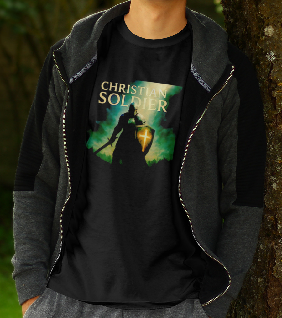 Christian Soldier Knight Shield Cross Iconic Warrior T-Shirt