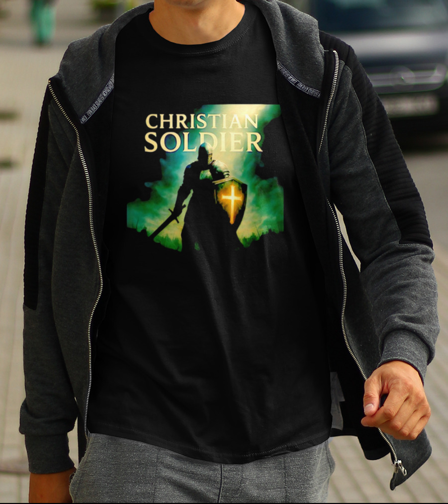 Christian Soldier Knight Shield Cross Iconic Warrior T-Shirt