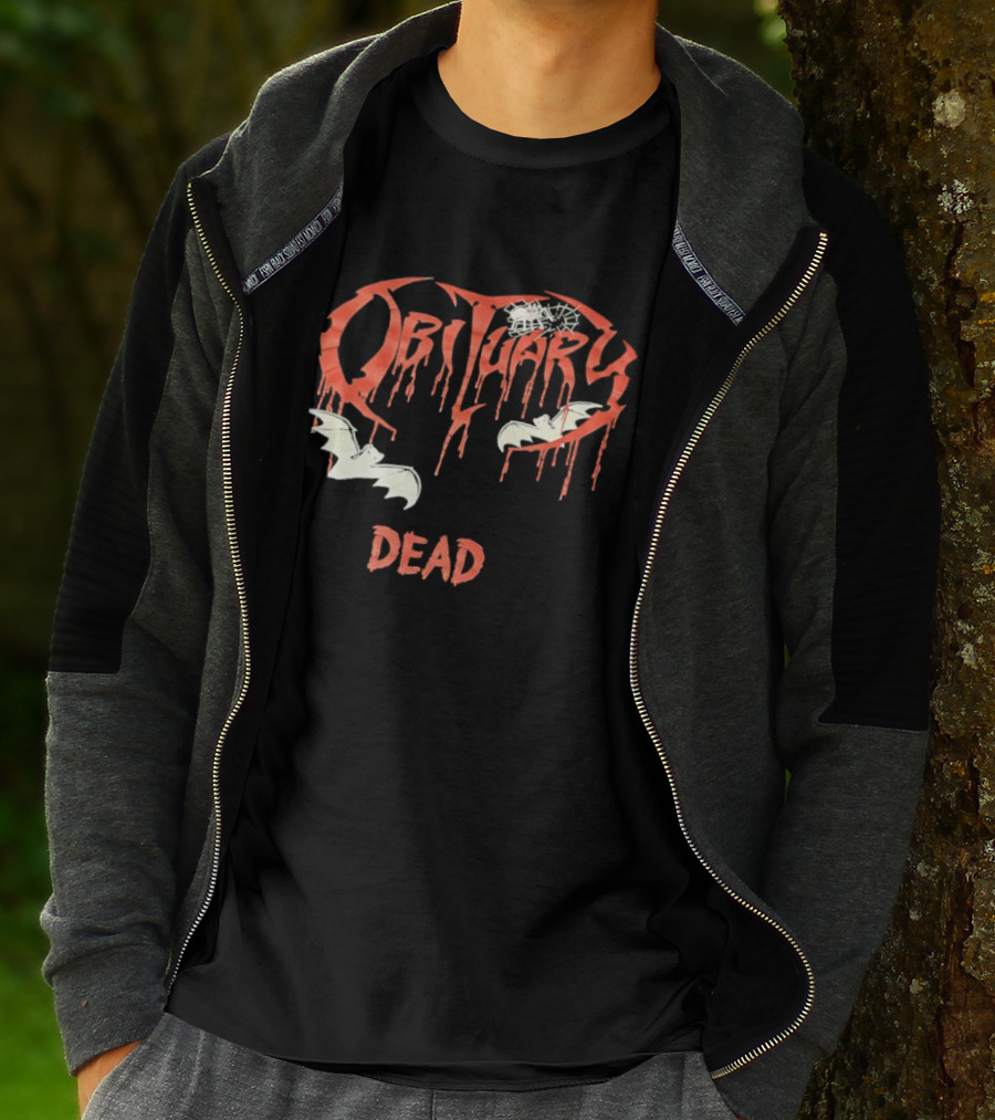 Obituary Dead With Dripping Letters And Flying Bats T-Shirt