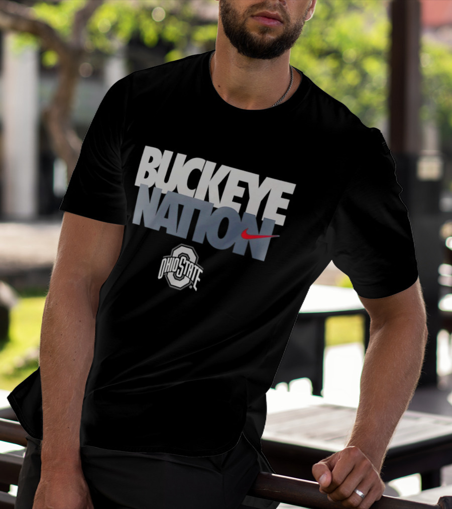 Buckeye Nation Ohio State O H I O Nike Swoosh Collegiate Gear T-Shirt