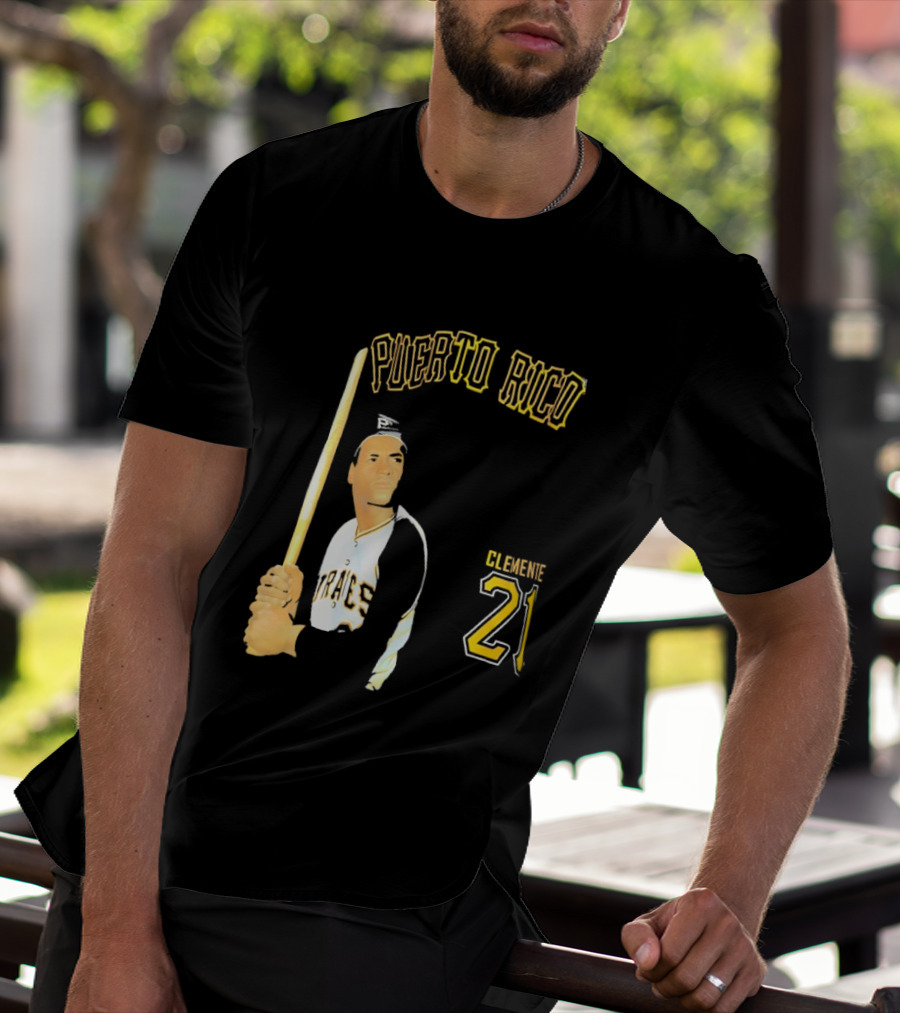Puerto Rico Roberto Clemente 21 Pittsburgh Pirates Baseball T-Shirt