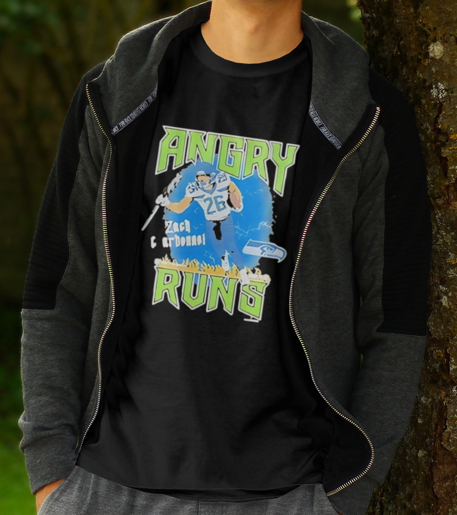 Seattle Seahawks Zach Charbonnet Angry Runs NFL Football 26 Seahawks Fan Gear T-Shirt