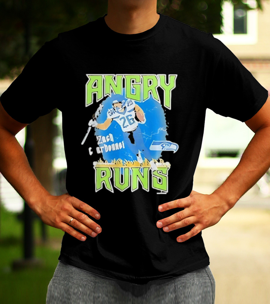 Seattle Seahawks Zach Charbonnet Angry Runs NFL Football 26 Seahawks Fan Gear T-Shirt