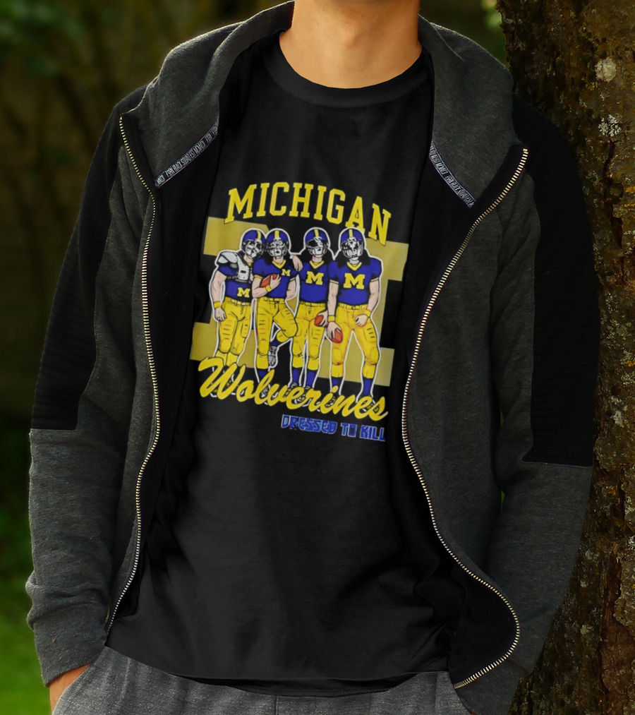 Michigan Wolverines Football Dressed To Kill Team Players Yellow And Blue T-Shirt