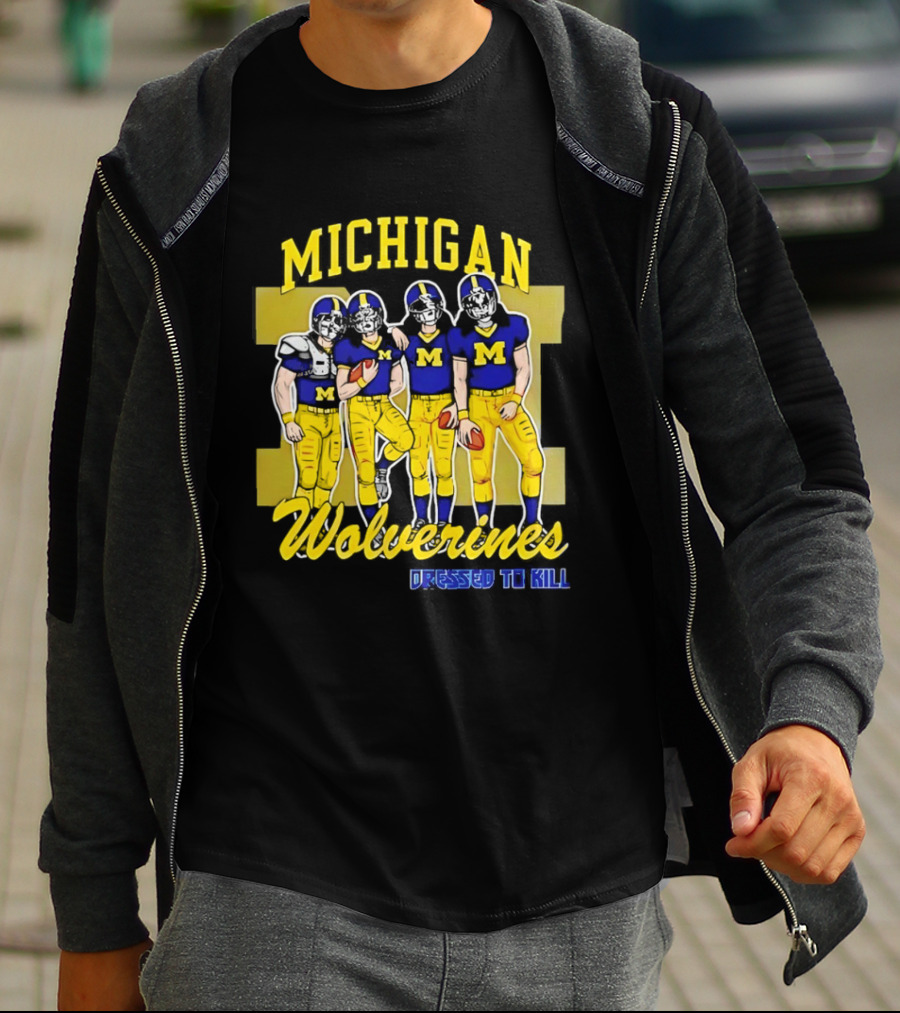Michigan Wolverines Football Dressed To Kill Team Players Yellow And Blue T-Shirt