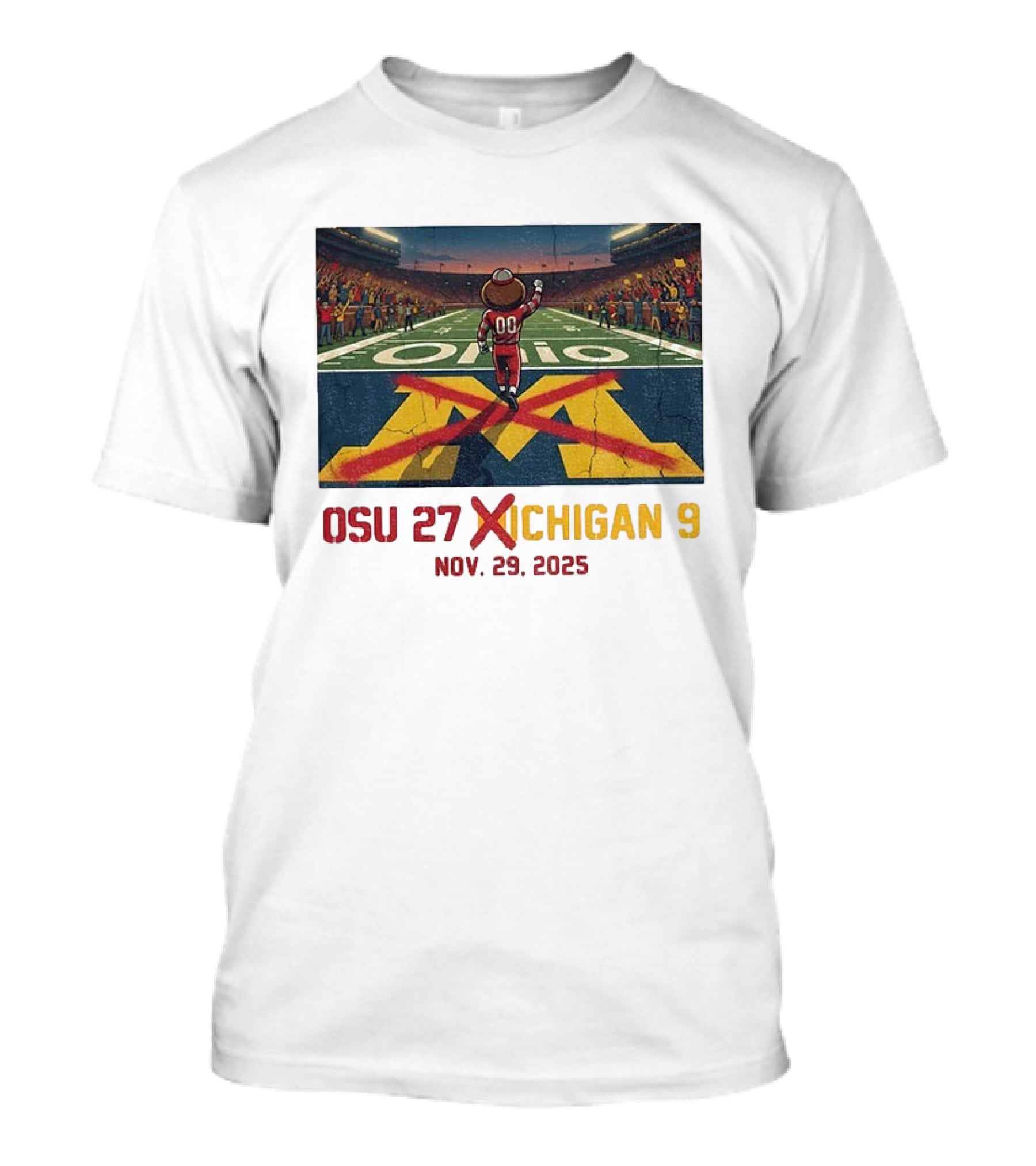 Brutus Ohio State Vs Michigan Erase The M OSU 27 Michigan 9 Nov 29 2025 T-Shirt
