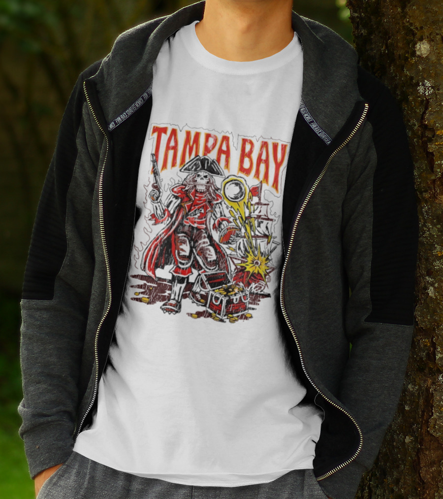 Tampa Bay Pirate Skeleton Exploding Cannonball T-Shirt