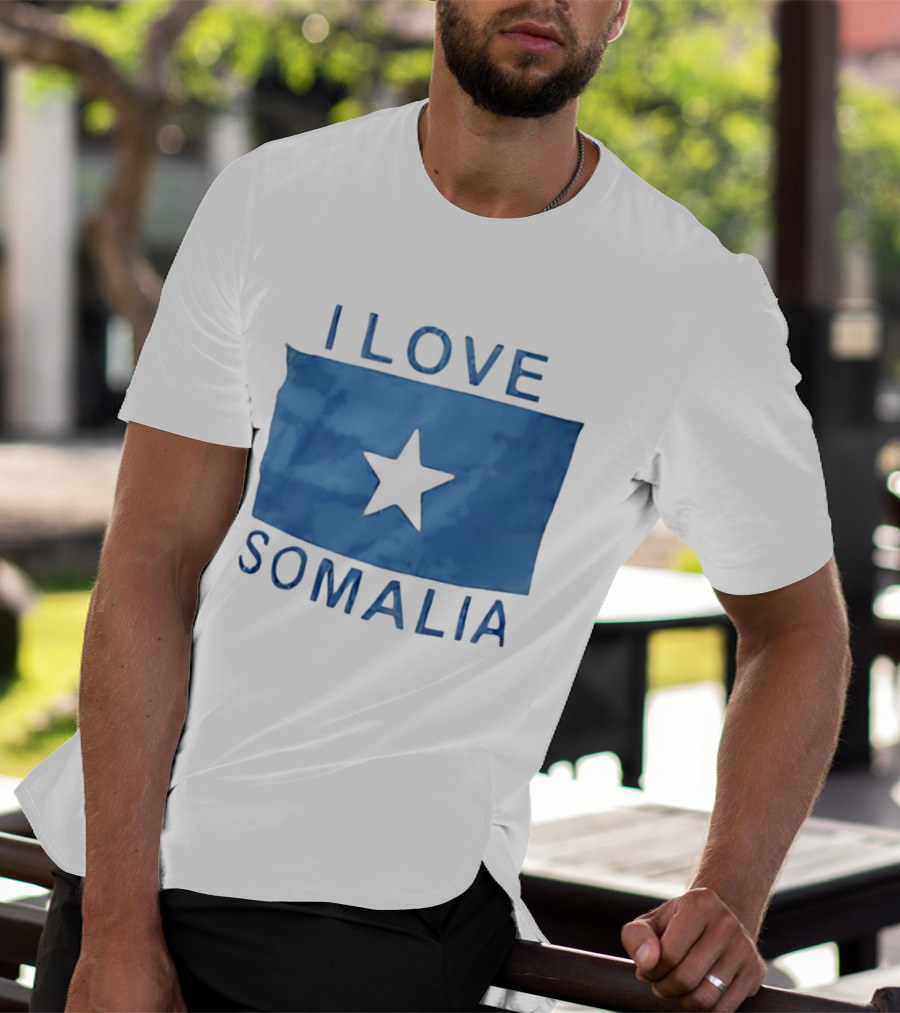 I Love Somalia Flag Blue Star T-Shirt