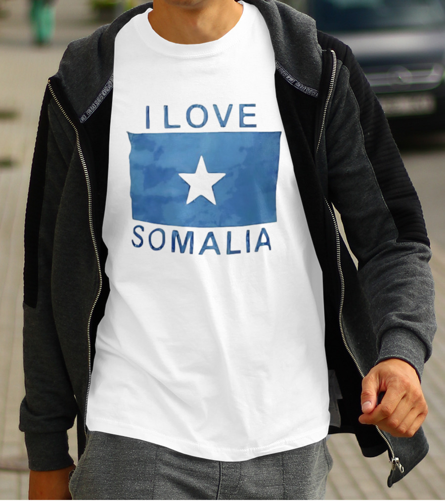 I Love Somalia Flag Blue Star T-Shirt