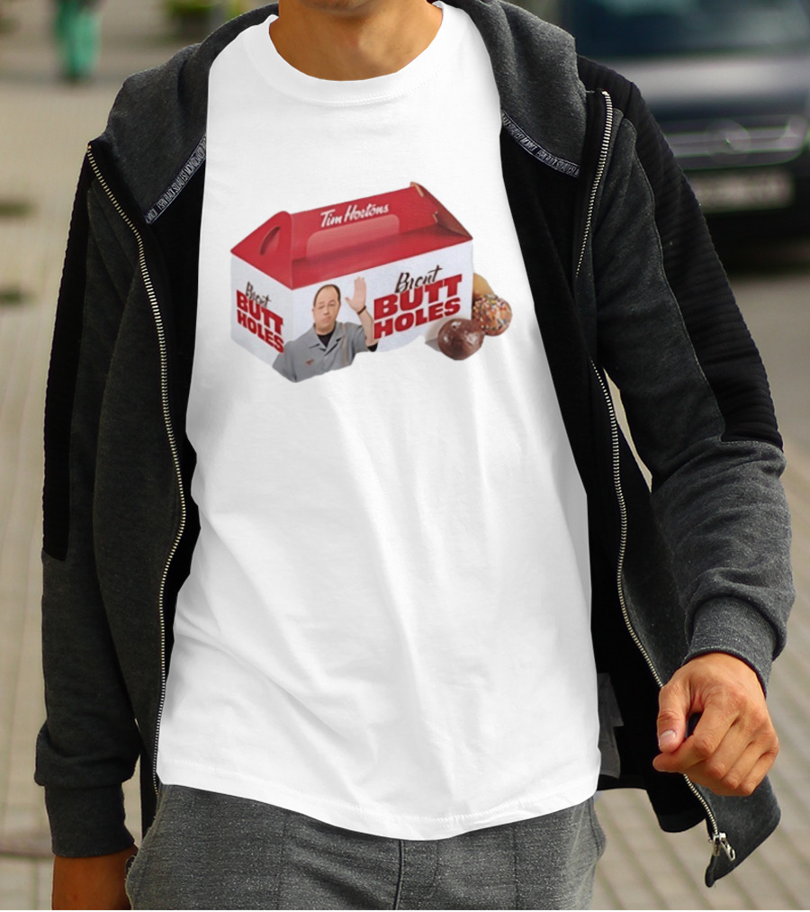 Tim Hortons Brent Butt Holes Box With Donuts T-Shirt
