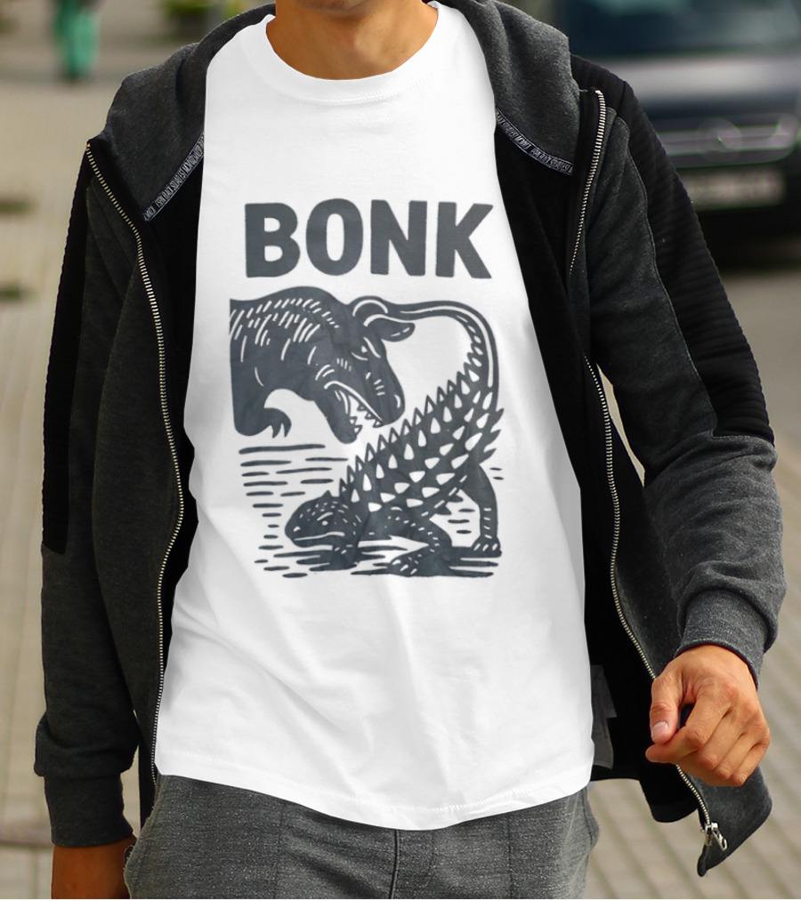 Late Cretaceous Dinosaur Bonk Scene With Spinosaurus And Ankylosaurus T-Shirt