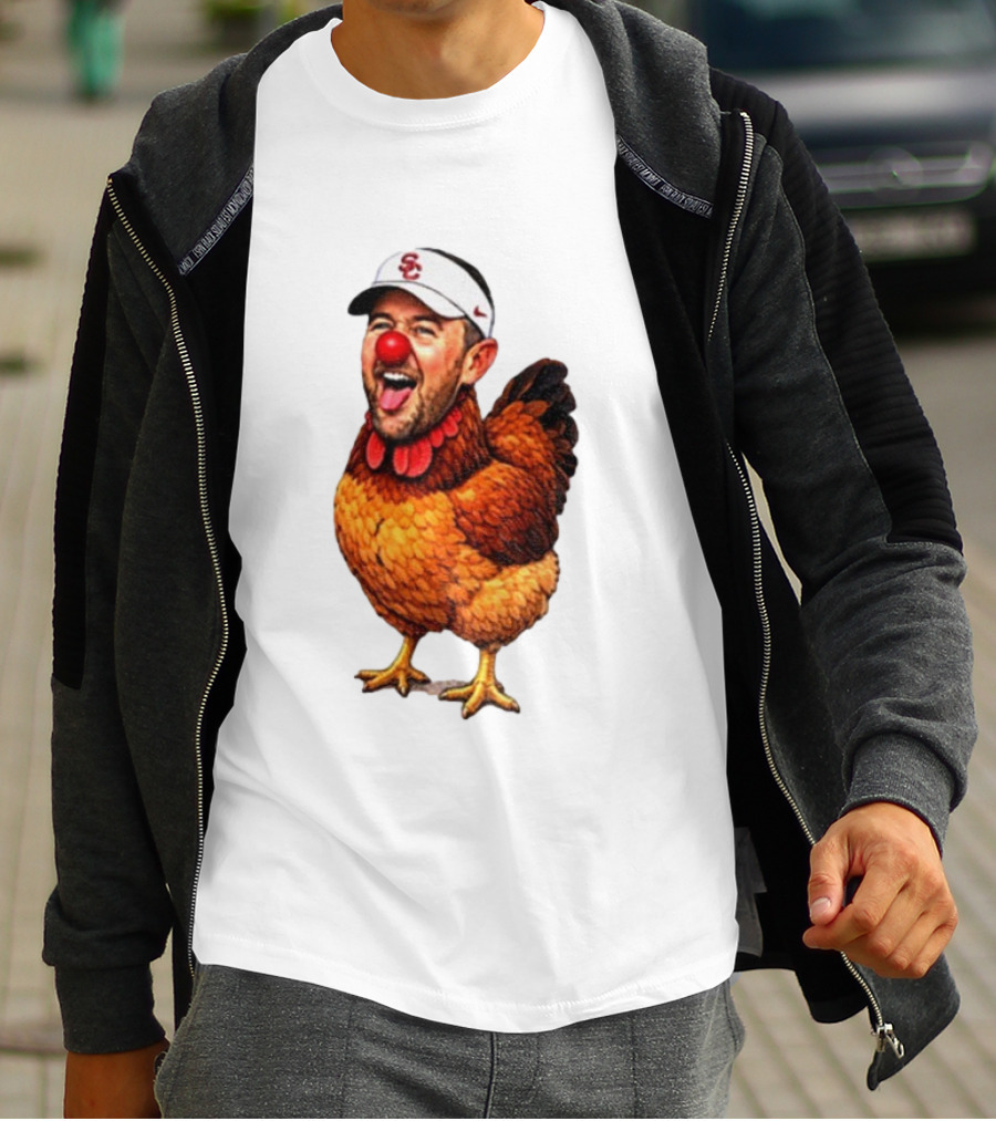USC Coach Lincoln Riley Chicken Parody With Red Nose Clown Face T-Shirt