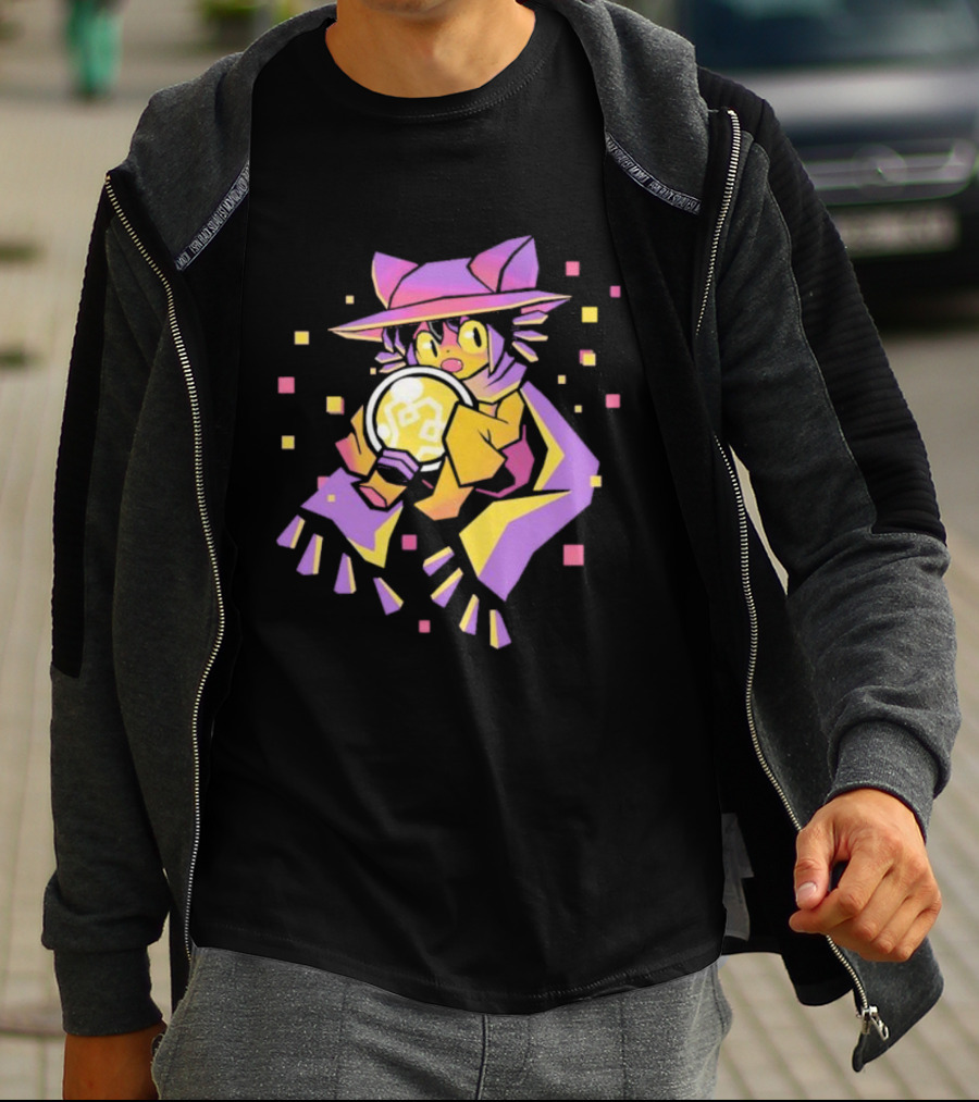 OneShot Niko Holding Lightbulb Pixel Art Purple Yellow T-Shirt