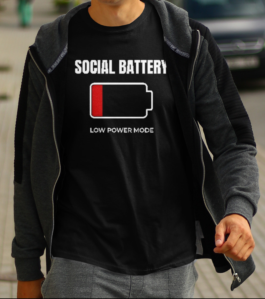 Social Battery Low Power Mode Red Battery T-Shirt