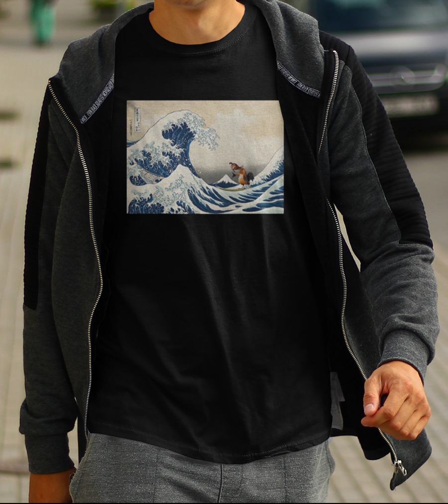 Great Wave Kanagawa Chicken Joe Meme Funny Ukiyo E T-Shirt