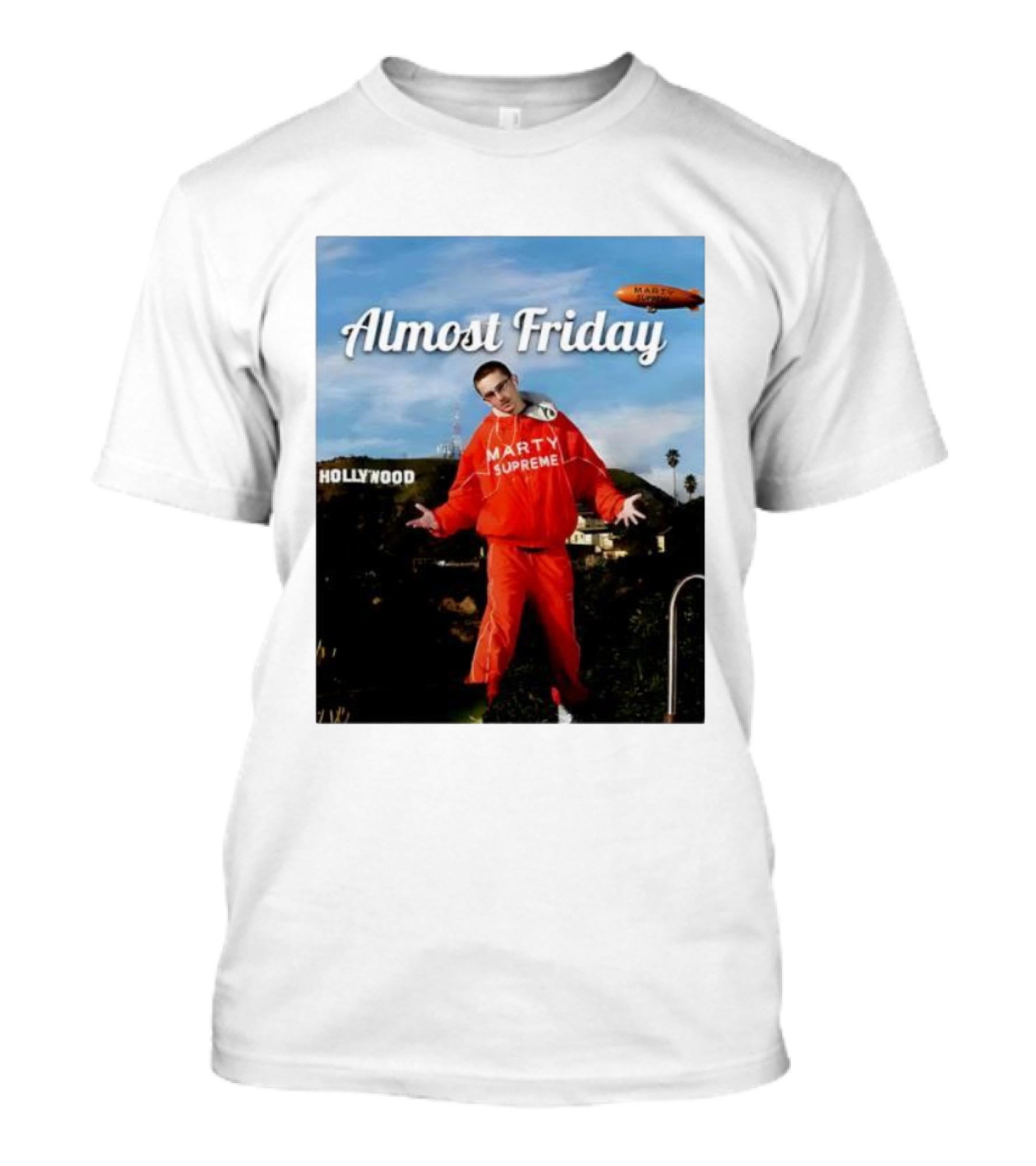 Almost Friday Marty Supreme Hollywood Hills Sky Blimp T-Shirt