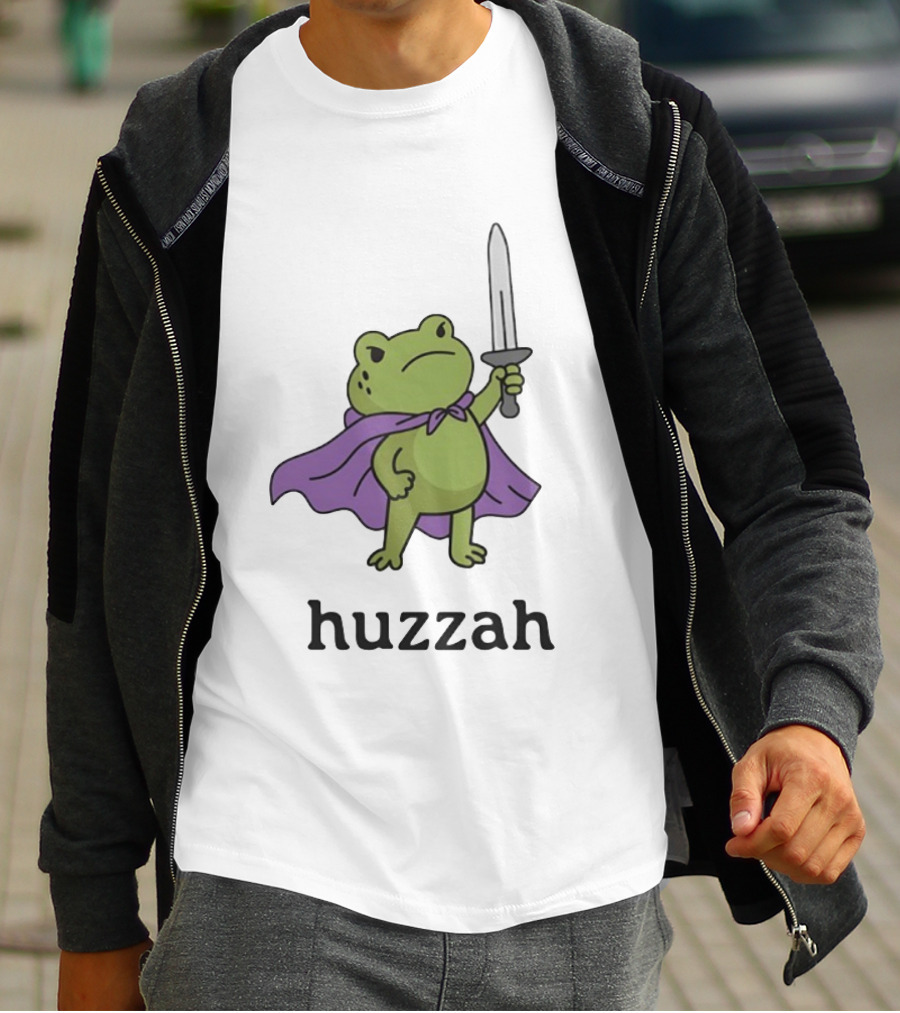 Huzzah Frog Purple Cloak Sword T-Shirt