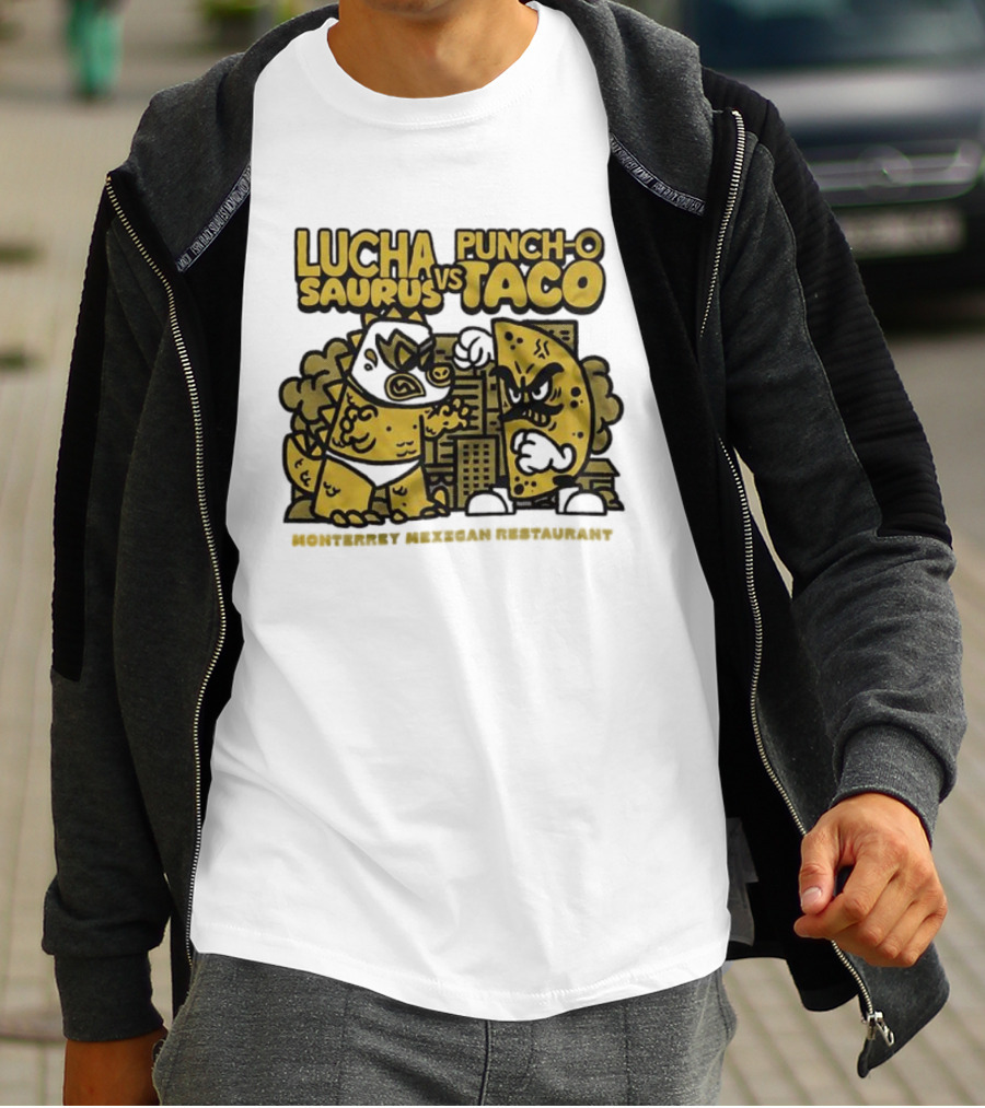 Lucha Saurus Vs Punch O Taco Monterrey Mexican Artistry T-Shirt