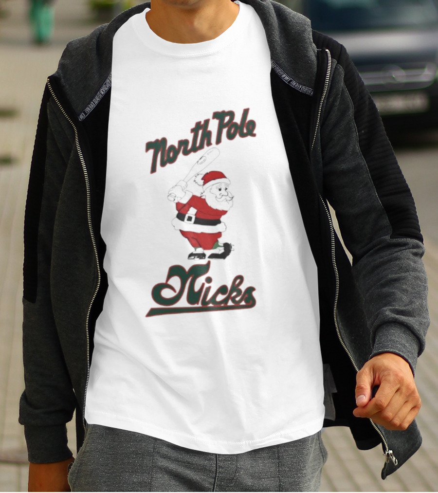 North Pole Nicks Santa Christmas Noir T-Shirt