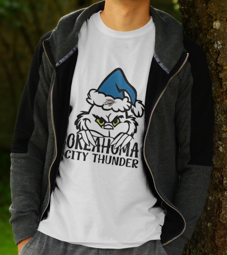 Okahoma City Thunder Grinch Holiday Santa Hat Christmas T-Shirt