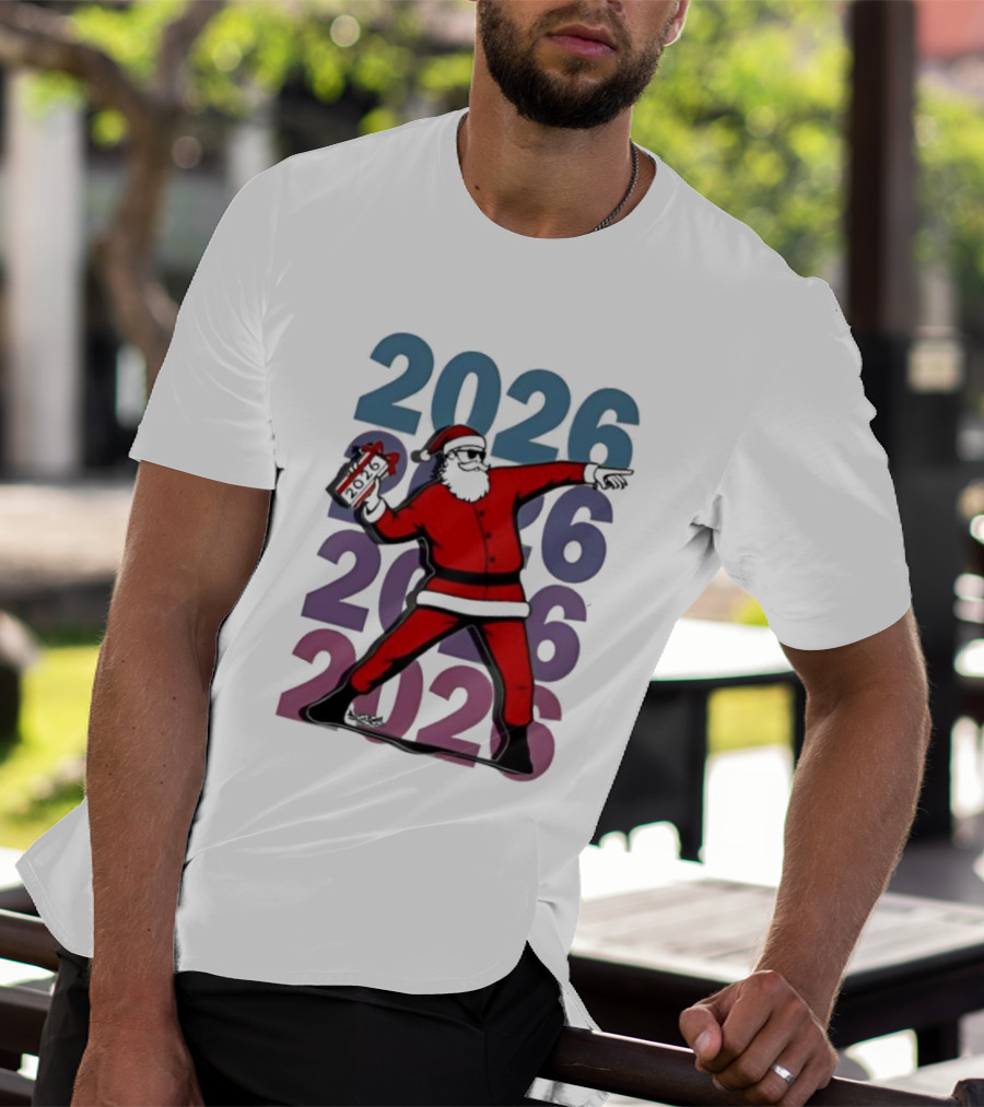 Dancing Santa 2026 Countdown Bold Repeat T-Shirt