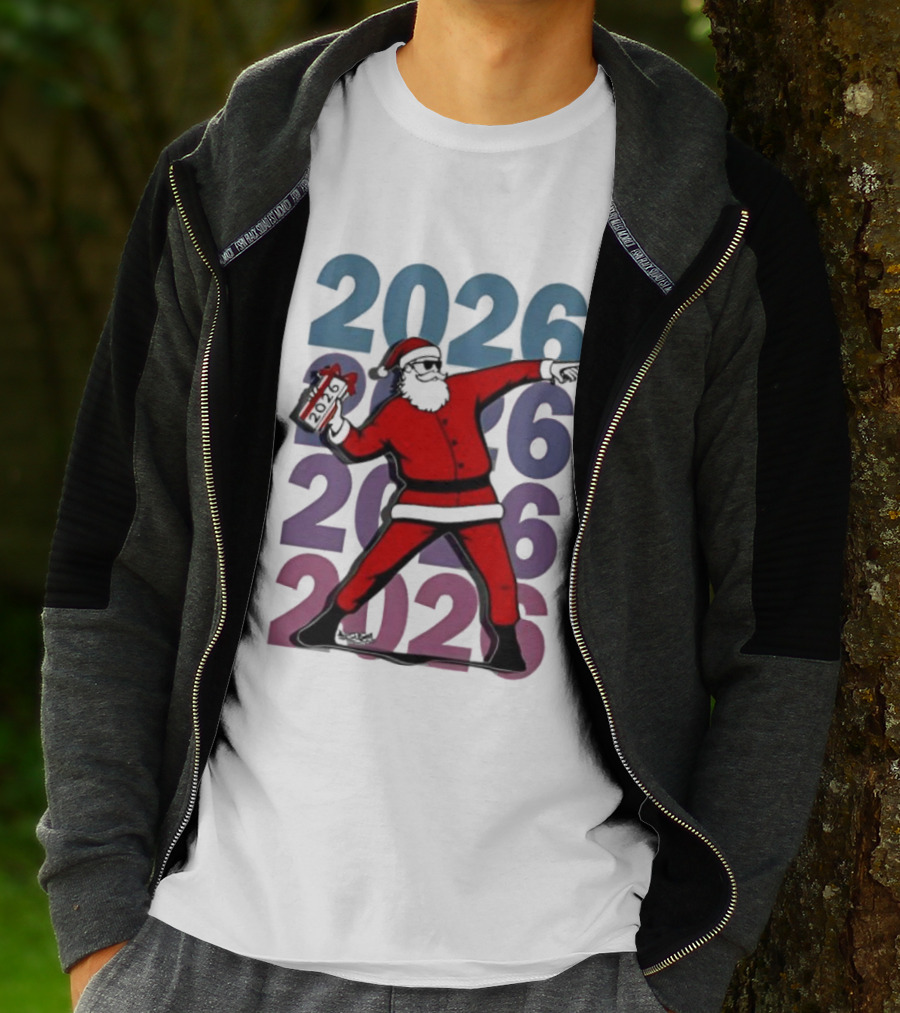 Dancing Santa 2026 Countdown Bold Repeat T-Shirt