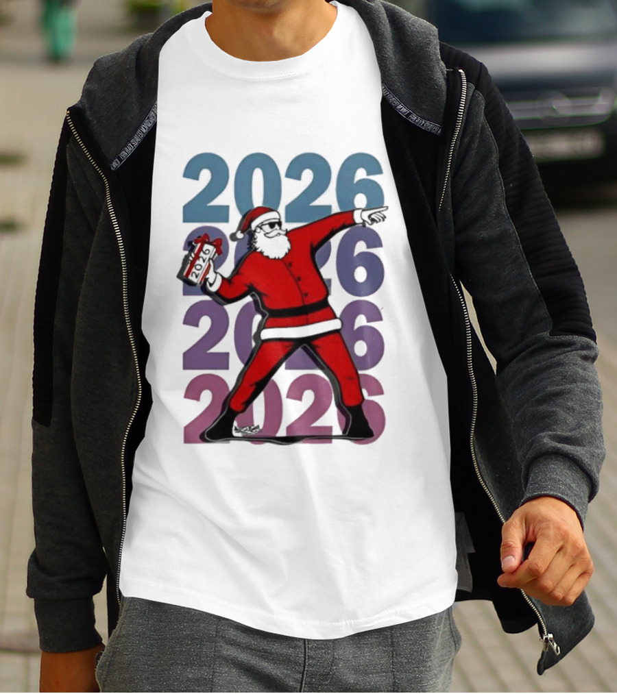 Dancing Santa 2026 Countdown Bold Repeat T-Shirt