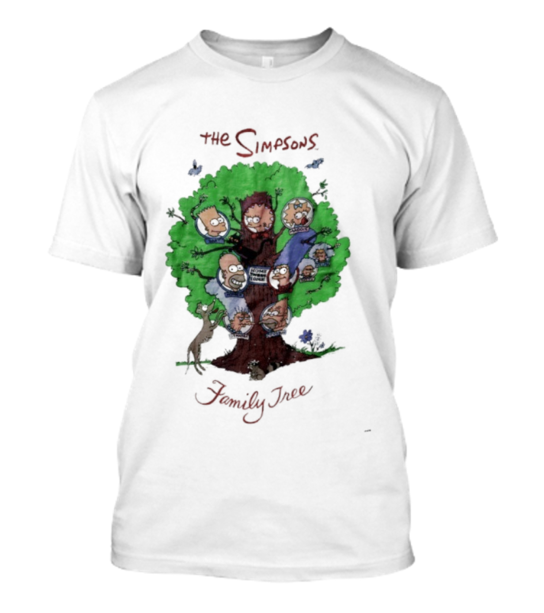 The Simpsons Family Tree Illustration With Iconic Characters Doubling As Branches T-Shirt