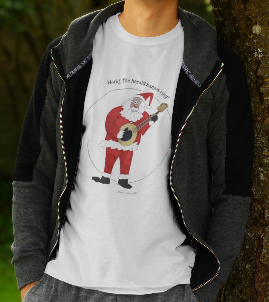 Tony Trischka Hark The Herald Banjos Ring Santa Claus Banjo T-Shirt