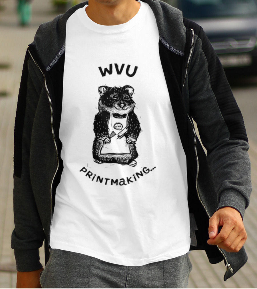 WVU Engraved Hamster Chef Printmaking T-Shirt