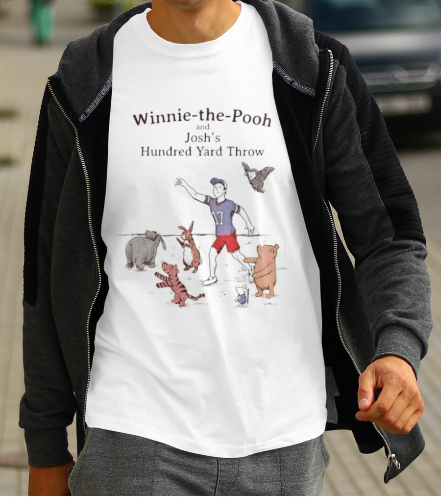 Winnie The Pooh Josh's Hundred Yard Throw Football Scene With Iconic Characters T-Shirt
