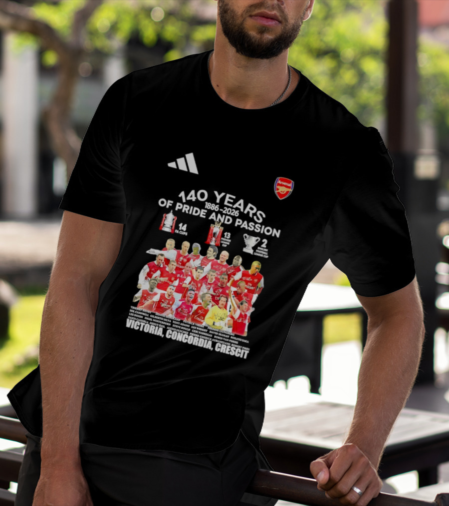 Arsenal FC 140 Years Pride Passion 1886 2026 Victoria Concordia Crescit T-Shirt