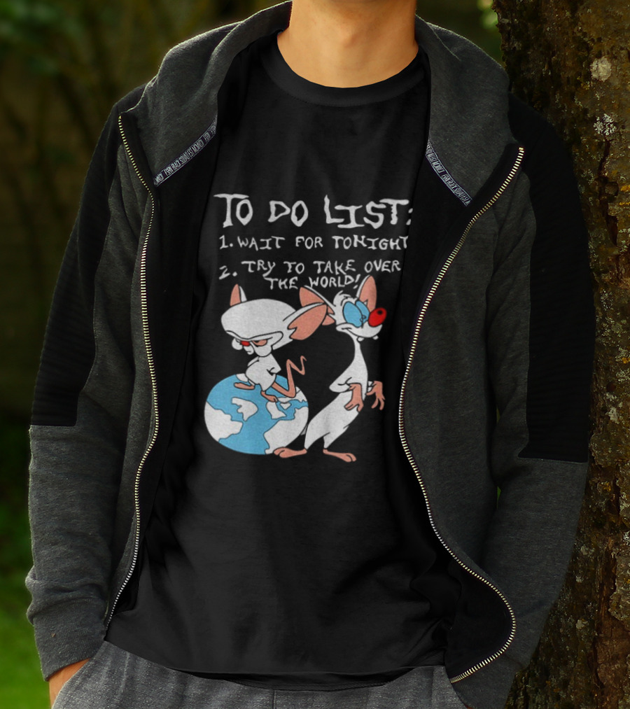 New Pinky And The Brain Cartoon To Do List Wait For Tonight Try To Take Over The World T-Shirt