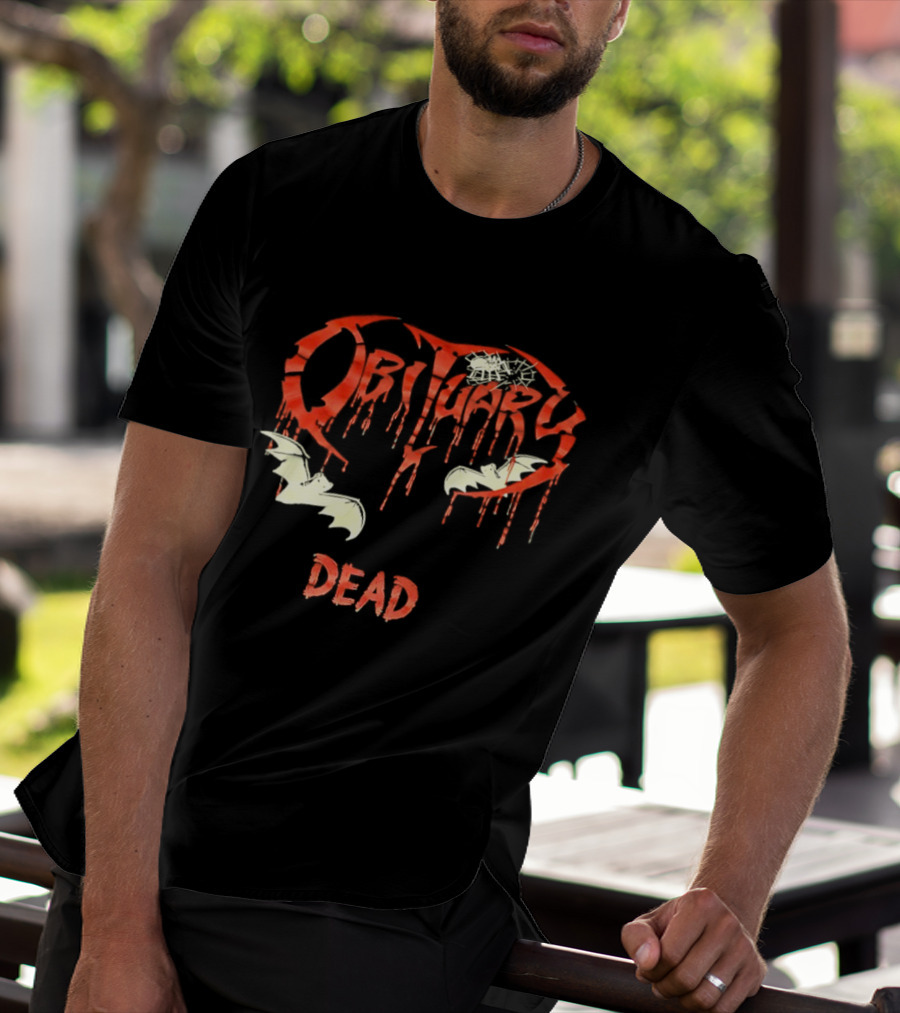 Obituary Dead Dripping Blood Bats T-Shirt