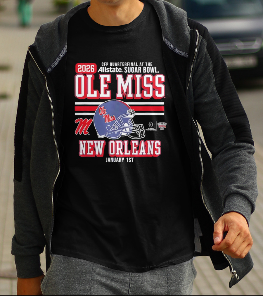 2026 Ole Miss Rebels CFP Quarterfinal Allstate Sugar Bowl New Orleans January 1st T-Shirt