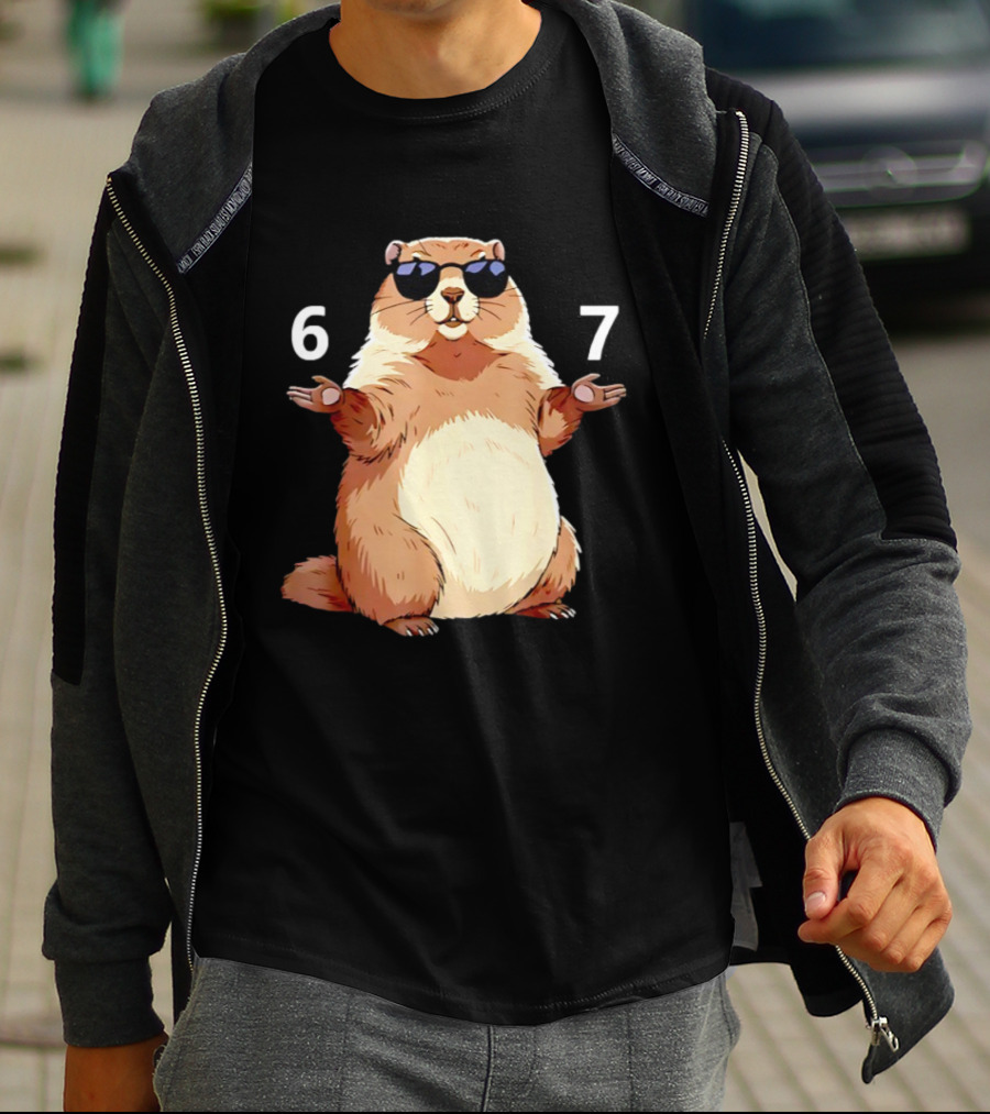 Groundhog Wearing Sunglasses 6 7 Six Seven Meme T-Shirt