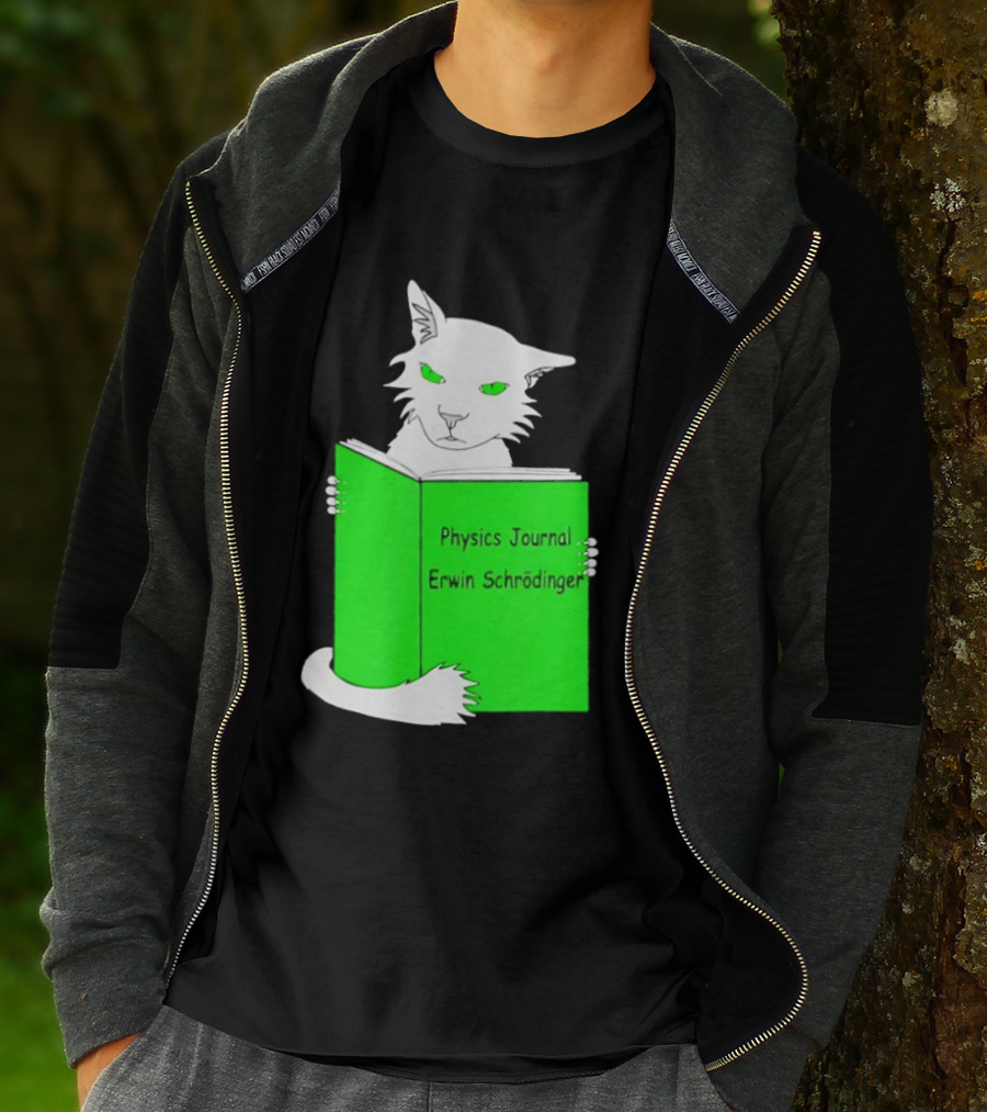Schrodinger’s Cat Reading Book Physics Journal Erwin Schrodinger T-Shirt