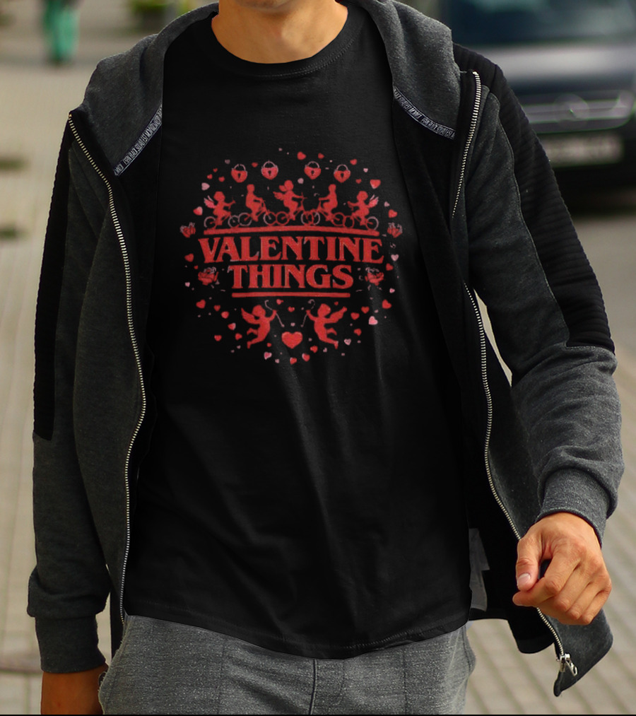 Valentine Things Romantic Cupid Hearts And Monsters T-Shirt