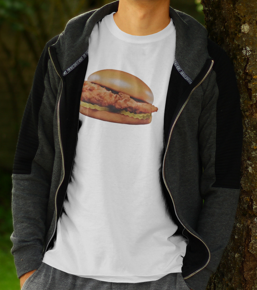 Crispy Chicken Hamburger Sandwich With Pickles T-Shirt