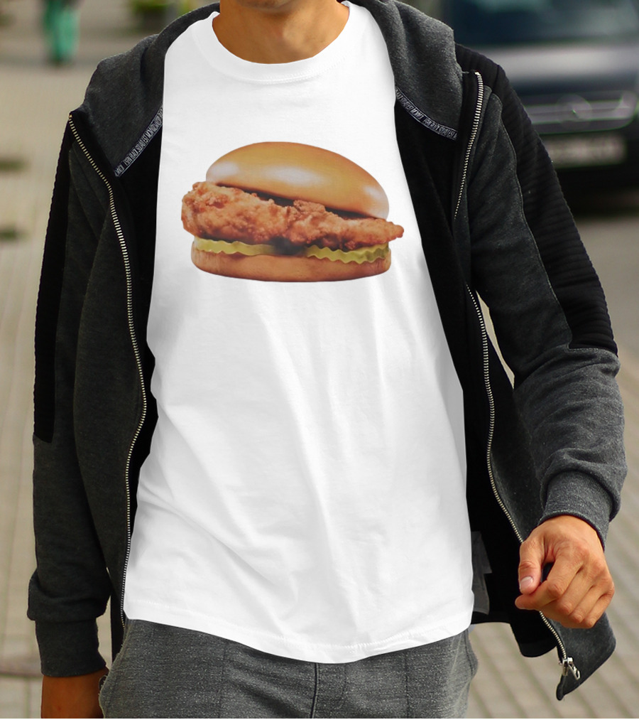 Crispy Chicken Hamburger Sandwich With Pickles T-Shirt