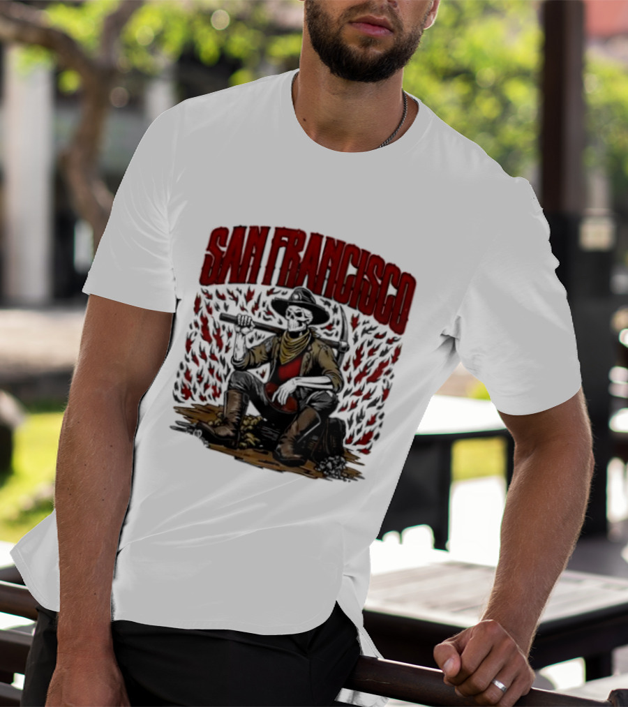 San Francisco 49ers Cowboy Skeleton Football T-Shirt