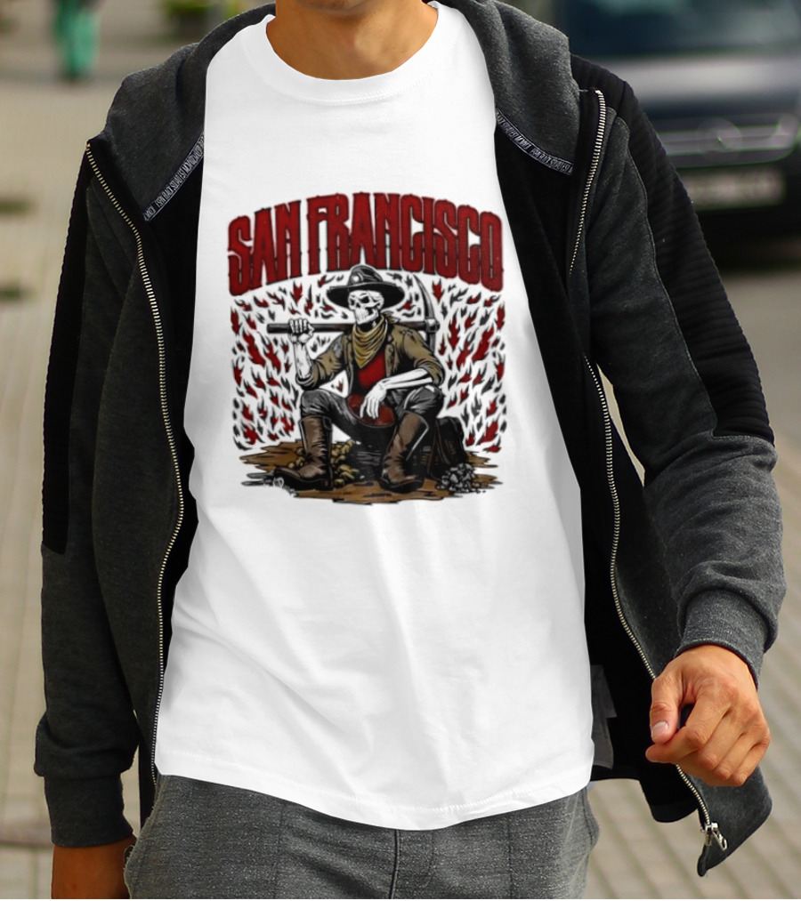 San Francisco 49ers Cowboy Skeleton Football T-Shirt