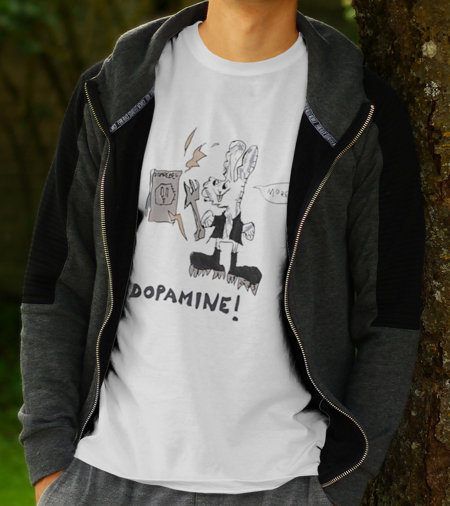 Dopamine Energized Bunny Cartoon Fun Humor T-Shirt