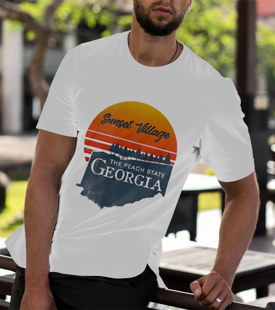 Sunset Village The Peach State Georgia T-Shirt
