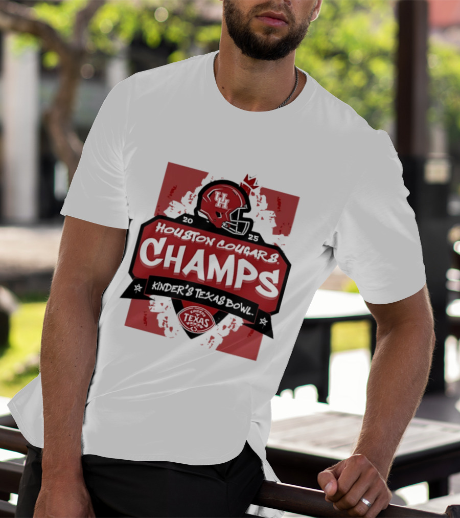 Houston Cougars Champs Kinder's Texas Bowl UH Helmet Football Victory 2025 T-Shirt