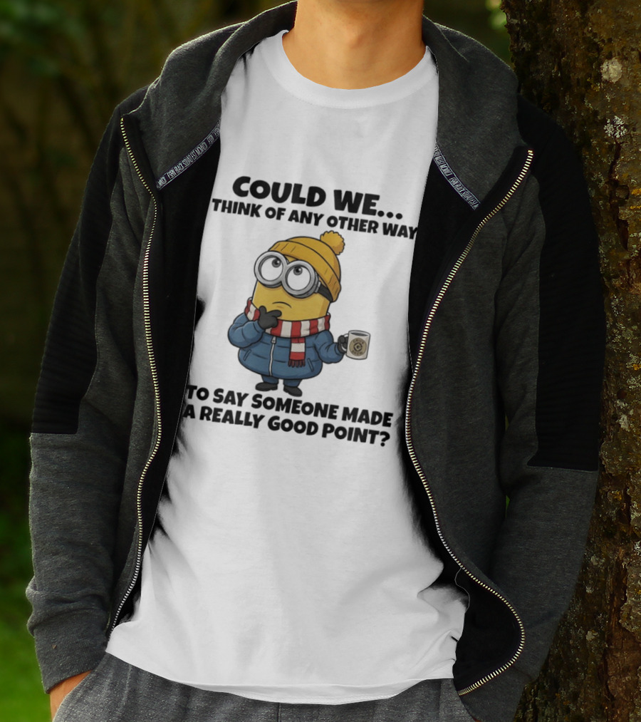 Minion Thinking Holding Coffee Winter Jacket And Beanie T-Shirt